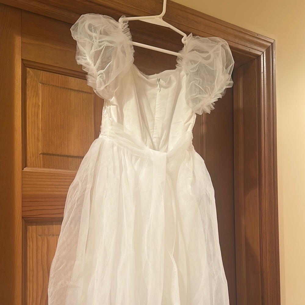 White Tulle Dress with Sequins - Picture 3 of 5